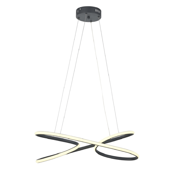 Gri Boyalı Modern Avize LED Metal Silikon 60x25cm