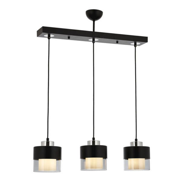 Siyah Boyalı Modern Avize E27 Metal Cam 70x15cm