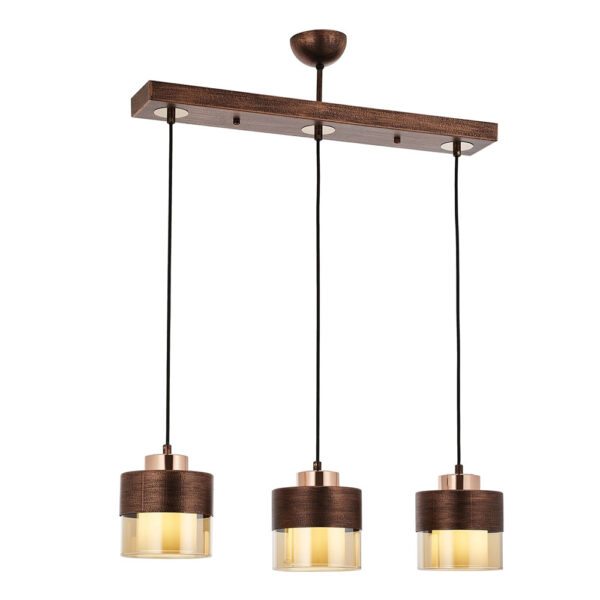 Bakır Patina Boyalı Modern Avize E27 Metal Cam 70x15cm