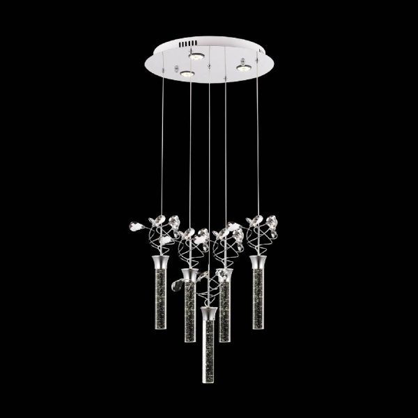 Krom Kaplama Modern Avize LED Metal Kristal Cam 40cm