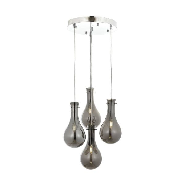 Krom Kaplama Modern Avize E14 Metal Cam 40cm