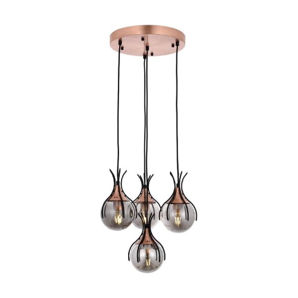 Siyah Boyalı Modern Avize E27 Metal Cam 40cm
