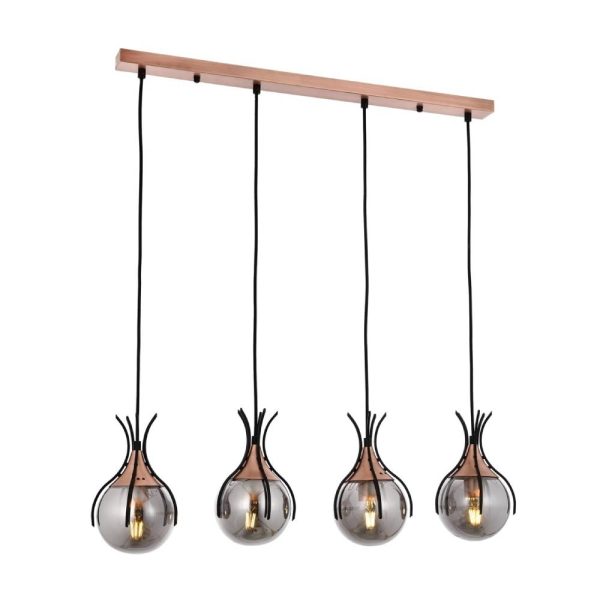 Siyah Boyalı Modern Avize E27 Metal Cam 70x13cm