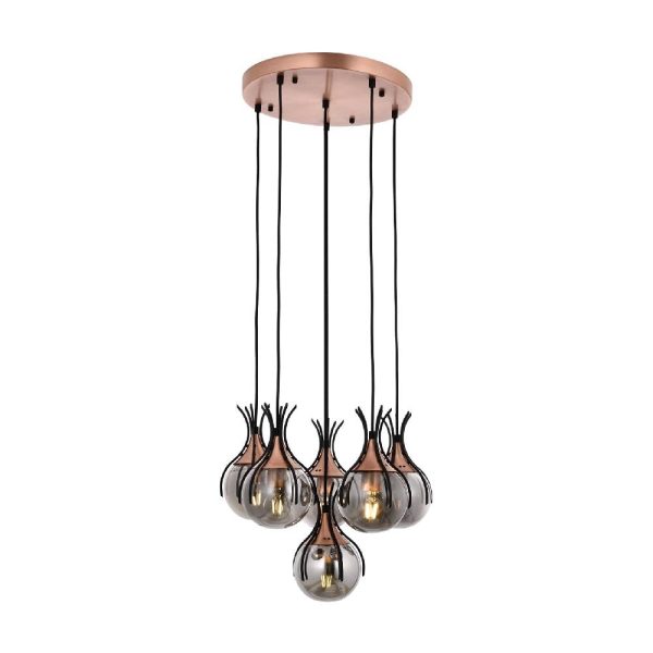 Siyah Boyalı Modern Avize E27 Metal Cam 50cm