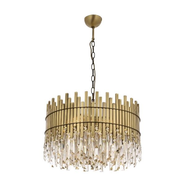 Eskitme Kaplama Klasik Avize E27 Metal Kristal 60cm