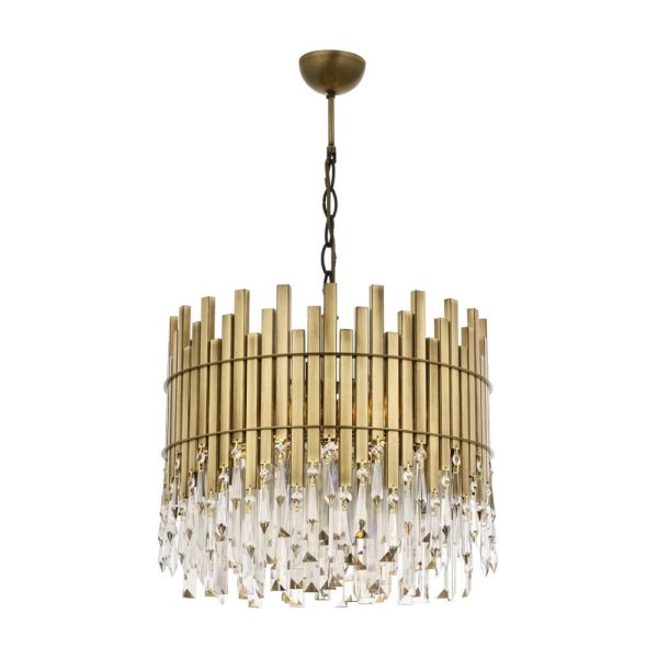 Eskitme Kaplama Klasik Avize E27 Metal Kristal 40cm