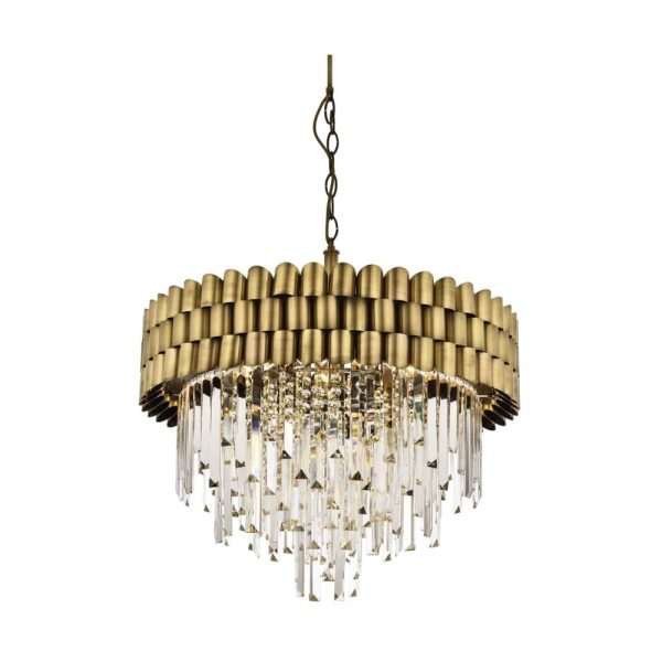 Eskitme Kaplama Klasik Avize E27 Metal Kristal Cam 60cm