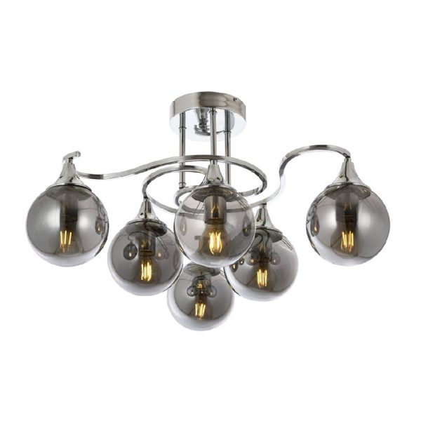 Krom Kaplama Modern Avize E27 Metal Cam 60cm