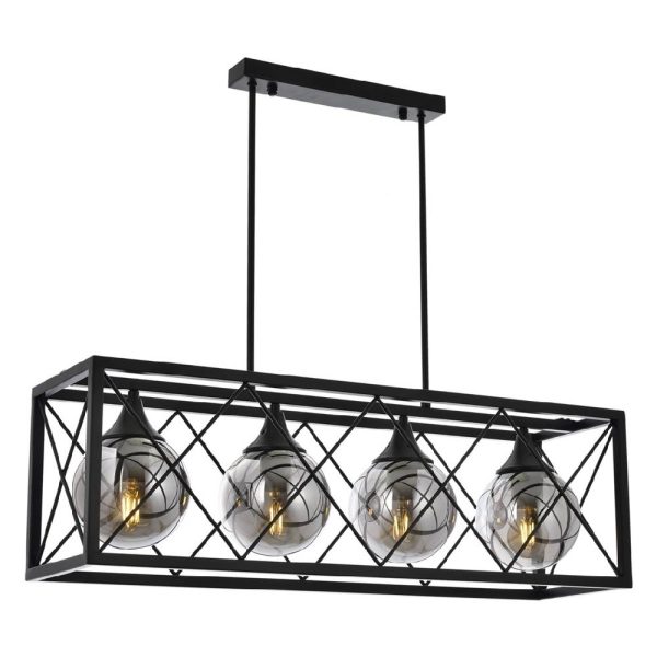 Siyah Boyalı Modern Avize E27 Metal Cam 80x25cm