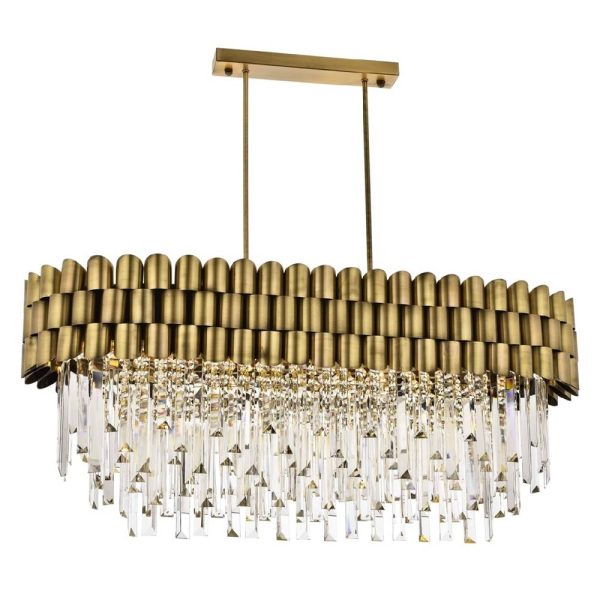Eskitme Kaplama Klasik Avize E27 Metal Kristal Cam 80x40cm