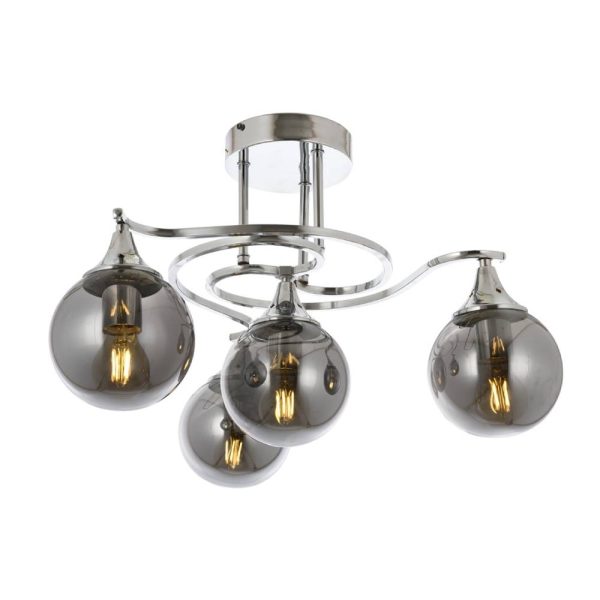 Krom Kaplama Modern Avize E27 Metal Cam 55cm