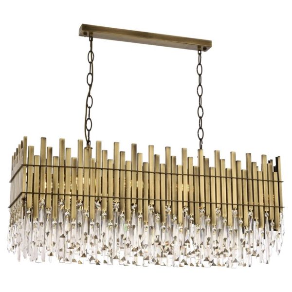 Sarı Kaplama Modern Avize E27 Metal Kristal 85x40cm