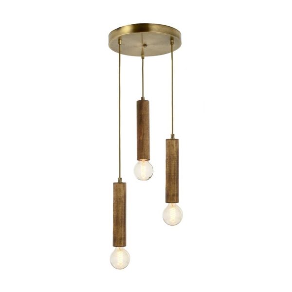 Eskitme Kaplama Modern Avize E27 Ahşap 35cm