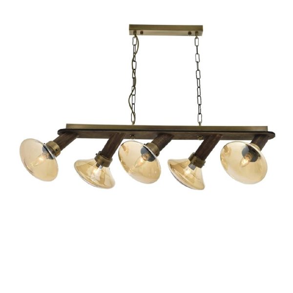Eskitme Kaplama Modern Avize E14 Metal Ahşap Cam 90x27cm