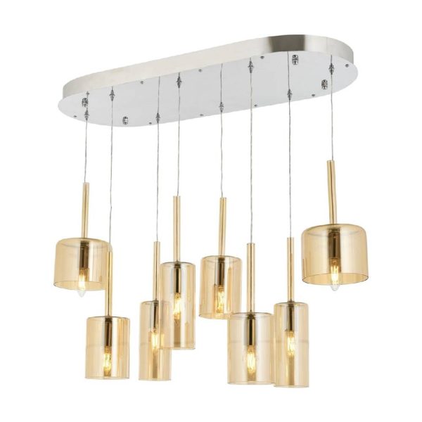 Krom Kaplama Modern Avize E14 Metal Cam 70x35cm