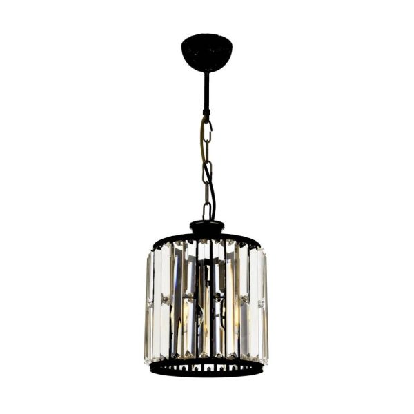 Siyah Boyalı Modern Avize E27 Metal Kristal 20cm