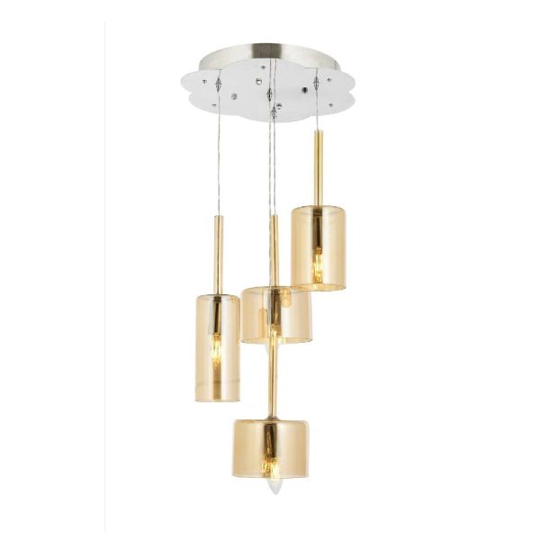 Krom Kaplama Modern Avize E14 Metal Cam 35cm