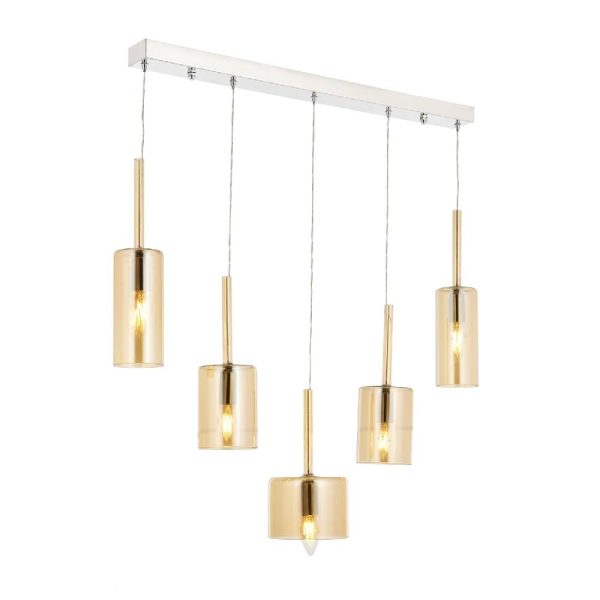 Krom Kaplama Modern Avize E14 Metal Cam 70x15cm