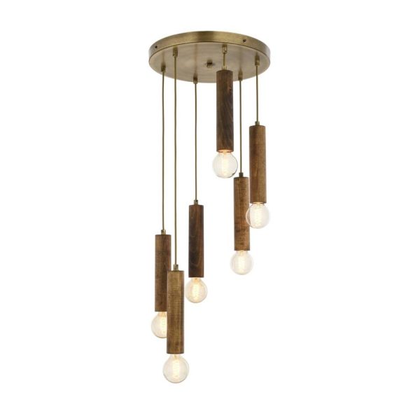 Eskitme Kaplama Modern Avize E27 Ahşap 40cm