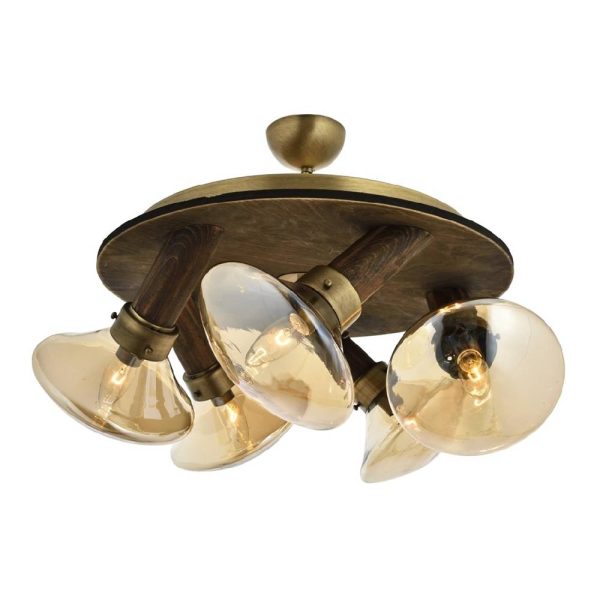 Eskitme Kaplama Modern Avize E14 Metal Ahşap Cam 50cm