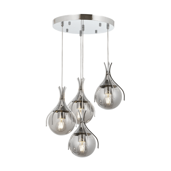 Krom Kaplama Modern Avize E27 Metal Cam 40cm