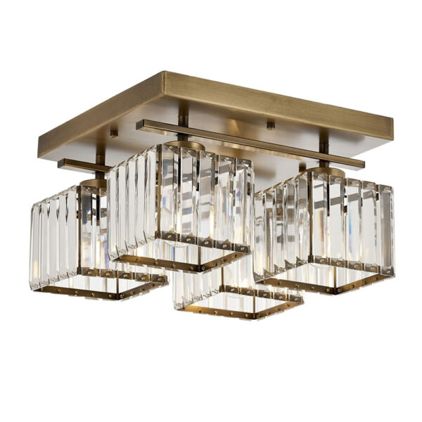 Eskitme Kaplama Modern Avize E27 Metal Kristal 40x40cm