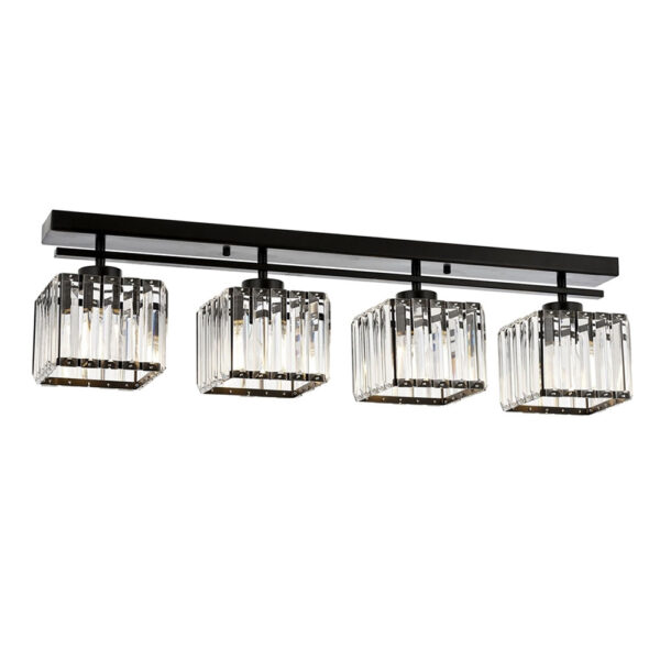 Siyah Boyalı Modern Avize E27 Metal Kristal 80x15cm