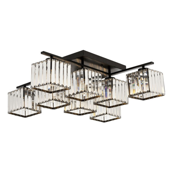 Siyah Boyalı Modern Avize E27 Metal Kristal 80cm