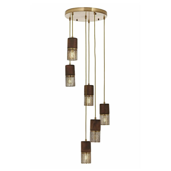 Eskitme Kaplama Modern Avize E27 Metal Ahşap 40cm