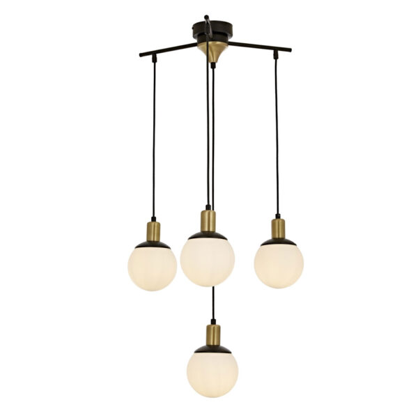 Siyah Boyalı Modern Avize E27 Metal Cam 54cm