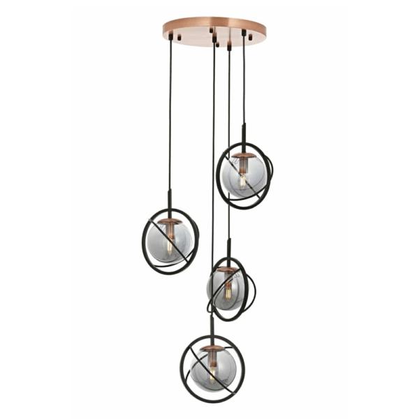 Siyah Boyalı Modern Avize E14 Metal Cam 35cm