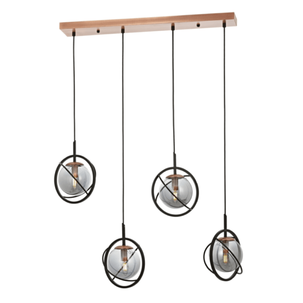 Siyah Boyalı Modern Avize E14 Metal Cam 80x22cm