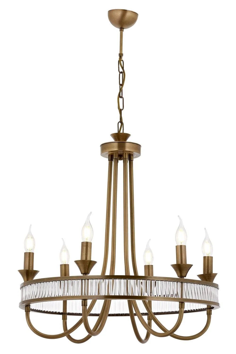 Eskitme Kaplama Klasik Avize E14 Metal Kristal 60cm