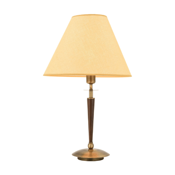 Eskitme Kaplama Masa Lambası E27 Metal Ahşap Kumaş 40cm