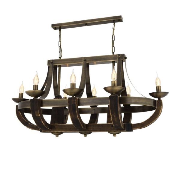 Eskitme Kaplama Modern Avize E14 Metal Ahşap 106x58cm