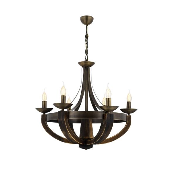 Eskitme Kaplama Modern Avize E14 Metal Ahşap 70cm