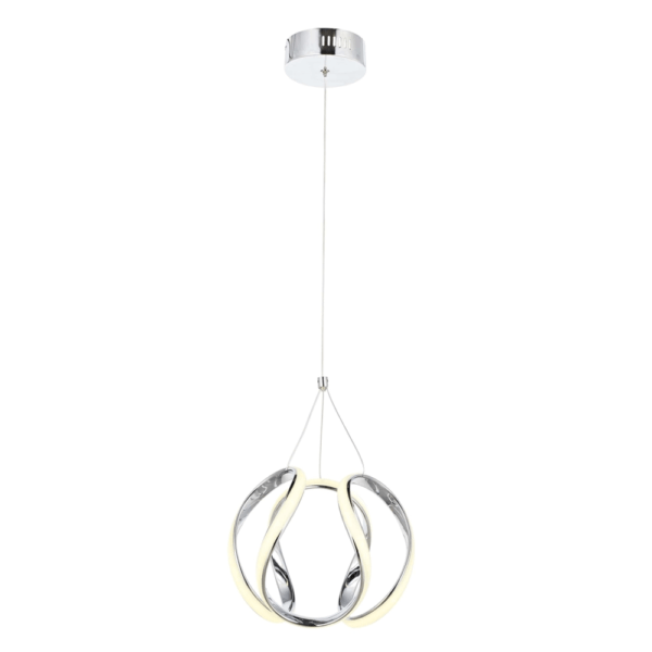 Krom Kaplama Modern Avize LED Metal Silikon 40cm